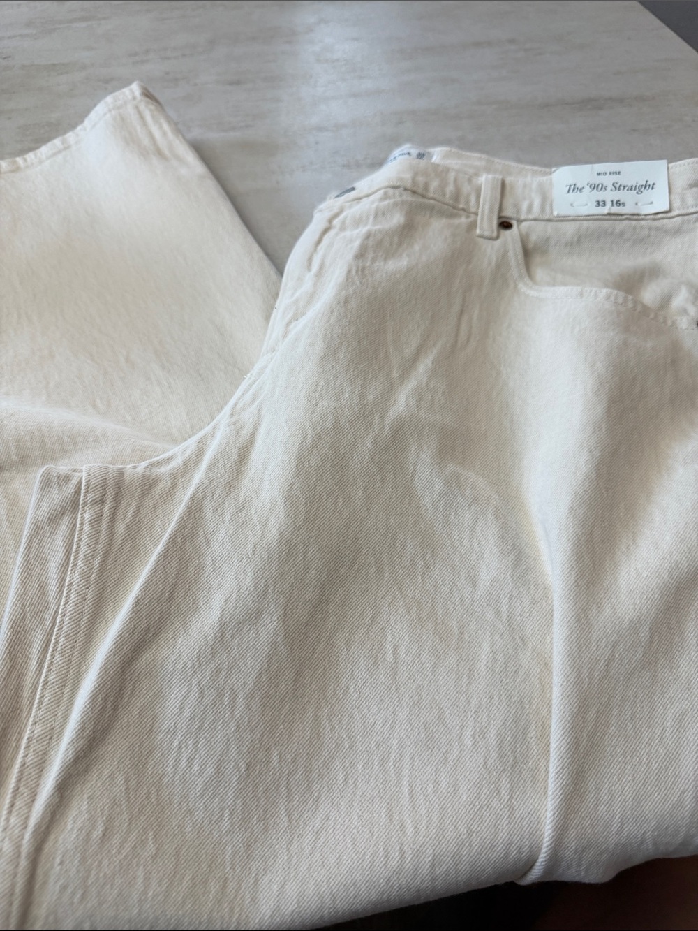 Abercrombie & Fitch Women's Straight-Leg Jeans in Off-White/light tan